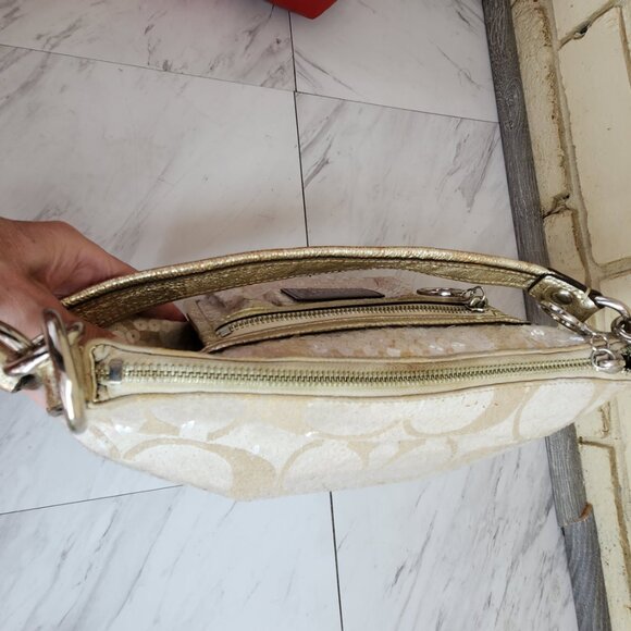 Coach Tan and Cream Satchel with Signature Style - Picture 5 of 14